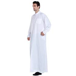CHENSIYU Muslim Robe Herren Langarm Hijab Abaya Mantel Herren Lang Jilbab Wintermantel Islamische Gebetskleidung Einfarbig Ramadan Roben Muslimische Kleidung für Männer von CHENSIYU
