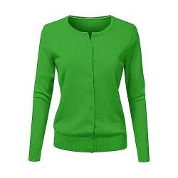 CHENSIYU Strickjacke Damen Cardigan Elegant Einfarbig Kurz Strickmantel Pullover Herbst Winter Strickpullover Jacke mit Knopf (Green, M) von CHENSIYU