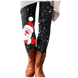 CHENSIYU Thermoleggins für Damen Winter Hosen Weihnachten Muster Schlank Reithose Thermo Strumpfhosen Stretch Gefütterte Leggings Thermostrumpfhose High Waist Fleece Winterleggins (Y3-1-Black, S) von CHENSIYU