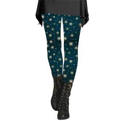 CHENSIYU Thermoleggins für Damen Winter Hosen Weihnachten Muster Schlank Reithose Thermo Strumpfhosen Stretch Gefütterte Leggings Thermostrumpfhose High Waist Fleece Winterleggins (Y3-2-Dark Blue, XL) von CHENSIYU