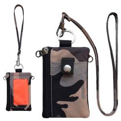 CHENSPRX Kleine Reisebrieftasche mit RFID-Schlüsselband, Ausweishalter und Schlüsselanhänger für Herren/Damen, schlanke Tasche mit Reißverschluss für Kreditkarten, Münzen, Bargeld, Schlüssel (T005) von CHENSPRX