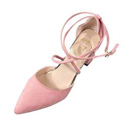 Abendschuhe Damen Elegant Absatz Ballerinas Damen Pumps Mit Blockabsatz Schuhe Damenschuhe Sommerschuhe Bequeme Halbschuhe Business Spitzenschuhe Geschlossene Ballerina Flache Pantoletten von CHENYM