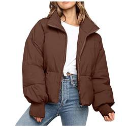 CHENYM Damen Übergangsjacke Jacke Übergang Jacken Herbst Bomberjacke Stehkragen Kapuze Steppjacke Kapuzenjacke Leichte Puffer Jacket von CHENYM