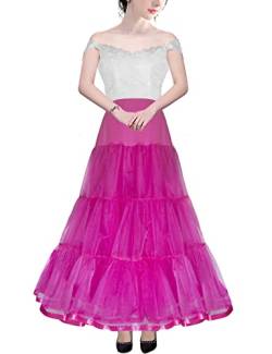 CHERRY LOVE Langer Petticoat für bodenlanges Hochzeitskleid, knöchellang, Petticoats für Frauen, volle Länge, Unterrock, Slips, Knallpink (Hot Pink), L-XL von CHERRY LOVE