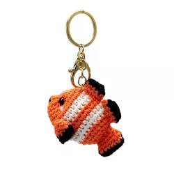 CHEZBABY Handgefertigter Taschenanhänger Schlüsselanhänger Auto Schlüsselanhänger Charm Handtasche Tasche Geldbörse Anhänger, Clownfisch rot, 3 von CHEZBABY