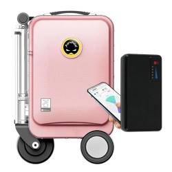 CHHMAELOVE 20-Zoll-Smart-Reitkoffer mit Akku, elektrisches Gepäck für Erwachsene für unterwegs, 73,26 Wh Abnehmbarer Akku/USB-Anschluss/Smart App/3-Gang-Einstellung, Tragfähigkeit 110 kg,Pink von CHHMAELOVE
