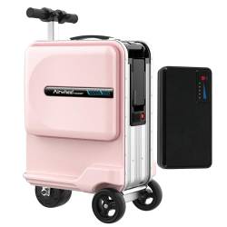 CHHMAELOVE SE3miniT Elektrogepäck/intelligenter Reitkoffer mit abnehmbarem Akku, USB-Ladeanschluss, 26 l großes Fassungsvermögen, Alu-Rahmen, 3-Gang-Einstellung, Tragkraft 100 kg,Pink von CHHMAELOVE