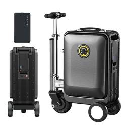 SE3S 20-Zoll-smart reitgepäck mit 73,26 Wh abnehmbarem Akku, bemannter fahrbarer Koffer für Erwachsene mit Rahmen aus Aluminiumlegierung für Reisen, USB-Anschluss/App, Tragfähigkeit 110 kg,Silver von CHHMAELOVE