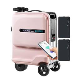 SE3miniT Elektrogepäck/intelligenter Reitkoffer mit 2 Batterien, 26 l großes Fassungsvermögen, abnehmbarer Akku, Aluminiumrahmen, USB-Ladeanschluss, 3-Gang-Einstellung, Tragfähigkeit 100 kg,Pink von CHHMAELOVE