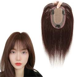 Braune Haaraufsätze Mit Pony 100% Echthaar-Toupet for Frauen Clip-In-Haarteile for Dünner Werdendes Haar 9 * 14 Cm Netzbasis Haarverlängerungen for Graues Haar (Size : 12 inch) von CHHYU