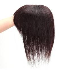 Haaraufsätze Mit Pony 100% Echthaarteile for Frauen 12 X 13 Cm Großes Haar-Toupet Mit Netzbasis Clip-In-Topper-Haarverlängerungen for Dünner Werdendes Haar (Color : Brown, Size : 15cm) von CHHYU