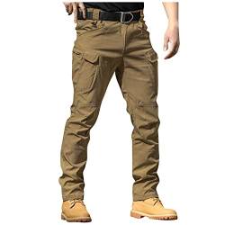 CHIACJYRSEDK Arbeitshosen Männer Cargohose Herren Leichte Traininghose Outdoor Hosen für Herren Militär Stretch Wanderhose Herren Taktische Hose mit Reißverschlusstasche 1-Braun XXL von CHIACJYRSEDK