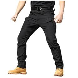 CHIACJYRSEDK Arbeitshosen Männer Cargohose Herren Leichte Traininghose Outdoor Hosen für Herren Militär Stretch Wanderhose Herren Taktische Hose mit Reißverschlusstasche 1-Schwarz M von CHIACJYRSEDK