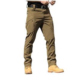 CHIACJYRSEDK Arbeitshosen Männer Cargohose Herren Leichte Traininghose Outdoor Hosen für Herren Militär Stretch Wanderhose Herren Taktische Hose mit Reißverschlusstasche 2-Braun 3XL von CHIACJYRSEDK