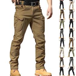 CHIACJYRSEDK Cargohose Herren Stretch Arbeitshosen Männer Leichte Traininghose Outdoor Hosen für Herren Wanderhose Herren Militär Hose Taktische Hose mit Reißverschlusstasche Braun 3XL von CHIACJYRSEDK