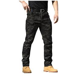 CHIACJYRSEDK Cargohose Herren Stretch Arbeitshosen Männer Leichte Traininghose Outdoor Hosen für Herren Wanderhose Herren Militär Hose Taktische Hose mit Reißverschlusstasche Tarnung 3XL von CHIACJYRSEDK