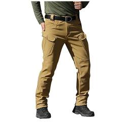 CHIACJYRSEDK Herre Cargohose Stretch Arbeitshosen Männer Thermo Hose Traininghose Outdoor Hosen für Herren Jagdhose Winter Wasserdicht Wanderhose Herren mit Reißverschlusstasche 3-Khaki L von CHIACJYRSEDK