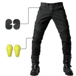 CHIACJYRSEDK Herren Motorradhose, Motorrad Cargo Jeanshose, Sportliche Motorrad Hose Mit Protektoren Fahrrad Riding Schutzhose, Outdoor Hosen für Herren mit Protektoren Motorradhose Schwarz L von CHIACJYRSEDK