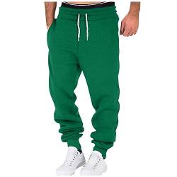 CHIACJYRSEDK Herren Trainingshose Baggy Einfarbig Jogginghose Tapered Sporthose Elastische Taille mit Kordelzug Outdoor Joggers Hosen Männer Breite Jogginghose Laufhose Herren Lang Grün XXL von CHIACJYRSEDK