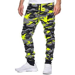 CHIACJYRSEDK Jogginghose Herren Camouflage Trainingshose Herren Baggy Vintage Militär Sporthose Herren mit Kordelzug Jogger Sport Hose Tarnmuster Tapered Outdoor Hose Herren Gelb L von CHIACJYRSEDK