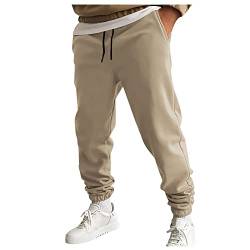 CHIACJYRSEDK Jogginghose Herren Tapered Einfarbig Trainingshose Herren Gym Sporthose Herren Lang mit Tunnelzug Jogginghose Herren Laufhose Freizeithose mit Elastische Bündchen Camel 3XL von CHIACJYRSEDK