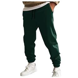 CHIACJYRSEDK Jogginghose Herren Tapered Einfarbig Trainingshose Herren Gym Sporthose Herren Lang mit Tunnelzug Jogginghose Herren Laufhose Freizeithose mit Elastische Bündchen Dark Green XL von CHIACJYRSEDK