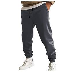 CHIACJYRSEDK Jogginghose Herren Tapered Einfarbig Trainingshose Herren Gym Sporthose Herren Lang mit Tunnelzug Jogginghose Herren Laufhose Freizeithose mit Elastische Bündchen Dunkelgrau 3XL von CHIACJYRSEDK