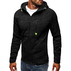 CHIACJYRSEDK Winterjacke Herren Zipper Hoodie mit Kapuze Herbst Winter Jacke Herren Fleecejacke Mantel Herren mit ReißVerschluss Warme Softshelljacke Herren Sweatjacke Schwarz L von CHIACJYRSEDK