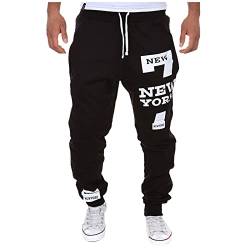 Jogginghose Herren Baumwolle Y2K Sporthose Herren Lange Baggy Sweathose mit Buchstabenmuster Herren Trainingsanzug Herbst Warme Jogginghose Y2K Hip Hop Streetwear Schwarz XL von CHIACJYRSEDK