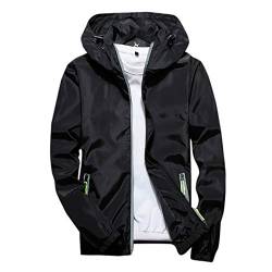 Regenjacke Herren Reflektierende Jacke mit Kapuze Leichte Fahrrad Softshelljacke Herren Wasserdicht Pullover Packbare Windjacke Atmungsaktive Softshelljacke für Wandern Laufen Outdoor Schwarz 6XL von CHIACJYRSEDK