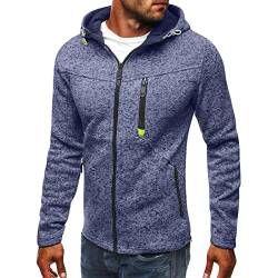 Winterjacke Herren Zipper Hoodie mit Kapuze Herbst Winter Jacke Herren Fleecejacke Mantel Herren mit ReißVerschluss Warme Softshelljacke Herren Sweatjacke Blau L von CHIACJYRSEDK