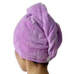 CHIC-CHIC 1pc Haartrockentuch Haarhandtuch Haar Turban Aufsetzen Einwickeln Zuknöpfen Haarpunzel weich bequem Wasseraufnahme (Hellviolett) von CHIC-CHIC