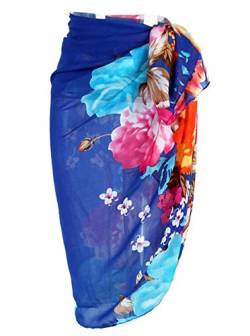 CHIC DIARY Damen badebekleidung chiffon pareo strand-vertuschung-bikini sarong badeanzug wickelröcke einheitsgröße blaue blume von CHIC DIARY