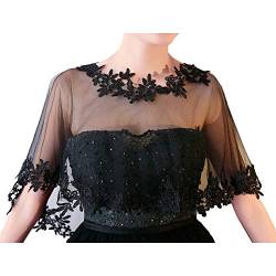 CHIC DIARY Elegant Brautkleid Umhang Spitze Tüll Cape Retro Lace Stola Boleros für Abendkleid Cocktaikleid von CHIC DIARY