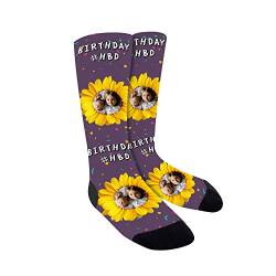 CHIC DIARY Personalisierte Foto Socken Sonnenblume Muster Lustige Socken mit Gesicht Socken Damen Herren Geburtstag Geschenk von CHIC DIARY