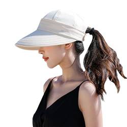 CHIC DIARY Sonnenhut Damen Sonnenschutz Visor Cap mit großer Krempe Sommerkappe Sonnenmütze Abnehmbar Hut für Outdoor Golf von CHIC DIARY