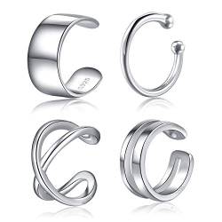 4Pcs Ear Cuff Set Damen Ohrmanschette Ohrringe 925 Sterling Silber Earcuffs Set Helix Knorpel Ohrmanschette Ohne Ohrloch Wickelohrring Fakepircings Ohr Cuffs Ohrklemme von CHIC & ARTSY