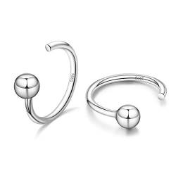 4mm Halbe Ohrringe 925 Sterling Silber Ball Huggies Ohrringe für Frauen Ball Hug Hoop Earrings von CHIC & ARTSY