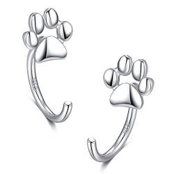 Huggie Hoop Ohrringe 925 Sterling Silber Paw Print Ohrringe Halb Hoop Ohrringe Welpe Katze Pfote Ohr Huggie Hoop für Frauen Open Hoop Earrings von CHIC & ARTSY