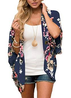 Kimono Cardigans für Damen, Blumenmuster, Puffärmel, lockerer Überzug von CHICGAL