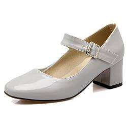 CHICMARK Damen Bequem Mary Janes mit Mittelhohem Blockabsatz (Grau, 39) von CHICMARK