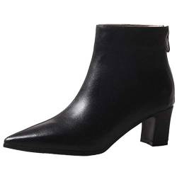 CHICMARK Damen Lässige Chelsea Boots mit Spitzer Spitze und Blockabsätzen (Schwarz, 43 EU) von CHICMARK