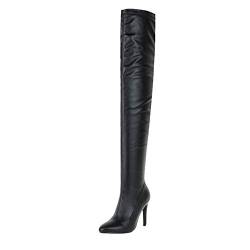 CHICMARK Damen Sexy Overknee-Stiefel mit Spitzer Spitze und Stilettos (Schwarz, 46 EU) von CHICMARK