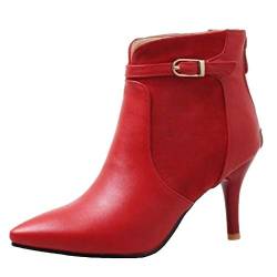 CHICMARK Lässige Damen Stiefeletten mit Stilettoabsatz und Spitzer Zehenpartie (Rot, 41 EU) von CHICMARK