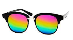 CHICNET Damen Herren Sonnenbrille Korea Stil Trend Brille Halbrahmen Form, 400 UV, verspiegelt, bunte Farben Regenbogen von CHICNET
