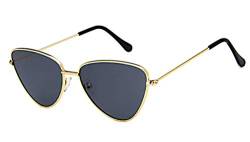 CHICNET Damen Herren Sonnenbrille dreieckig Trend Brille Cateye Cat Eye, 400 UV, Metall, verspiegelt oder getönt grau von CHICNET