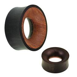 CHICNET Holz Flesh Tunnel schwarz braun aus Teakholz Eisenholz, Handmade Plug Dehner Expander, Double Flared Tubes Lobes für Männer Frauen, 4mm-30mm von CHICNET