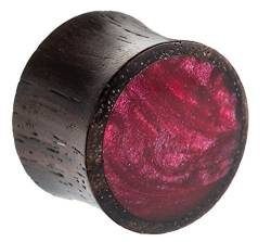 CHICNET Organic Sonoholz dunkel Plug Magenta Fuchsia Resin Inlay schillernd Tribal 06 mm von CHICNET