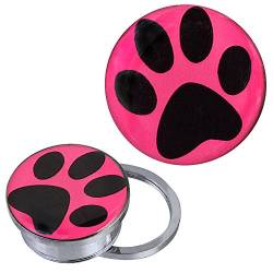 CHICNET Schraub Plug Tunnel silbern Edelstahl Pfote pink schwarz Acryl Piercing 08 mm von CHICNET