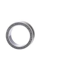 CHICNET Tunnel Plug Schraubplug schmaler grauer Glitzerkreis Chirurgenstahl dünn silber Edelstahl Flesh Dehner grau Glitzer Rand 4mm - 20mm von CHICNET